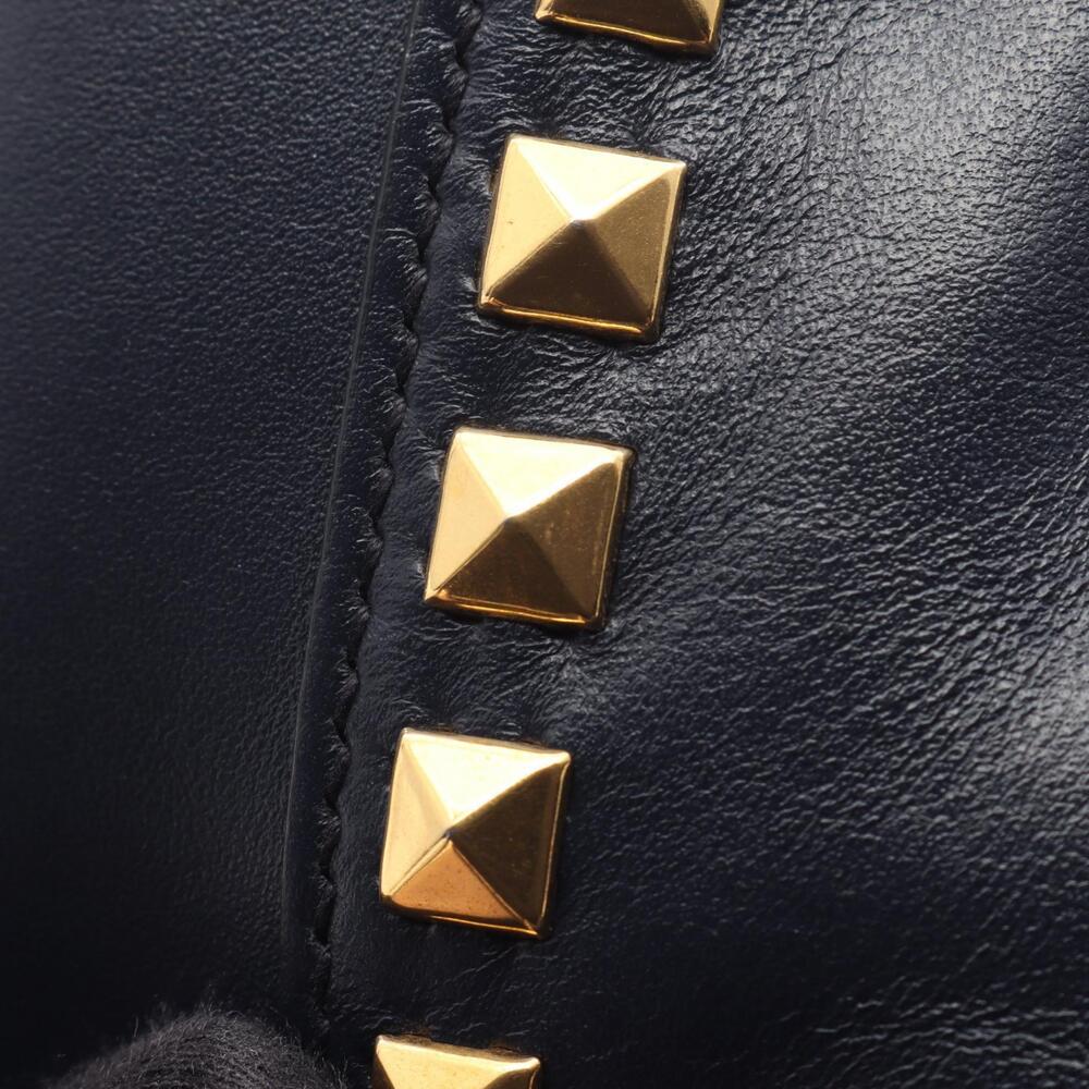 Miu Miu Studded Tote Bag Leather Navy Blue - Picture 8 of 11
